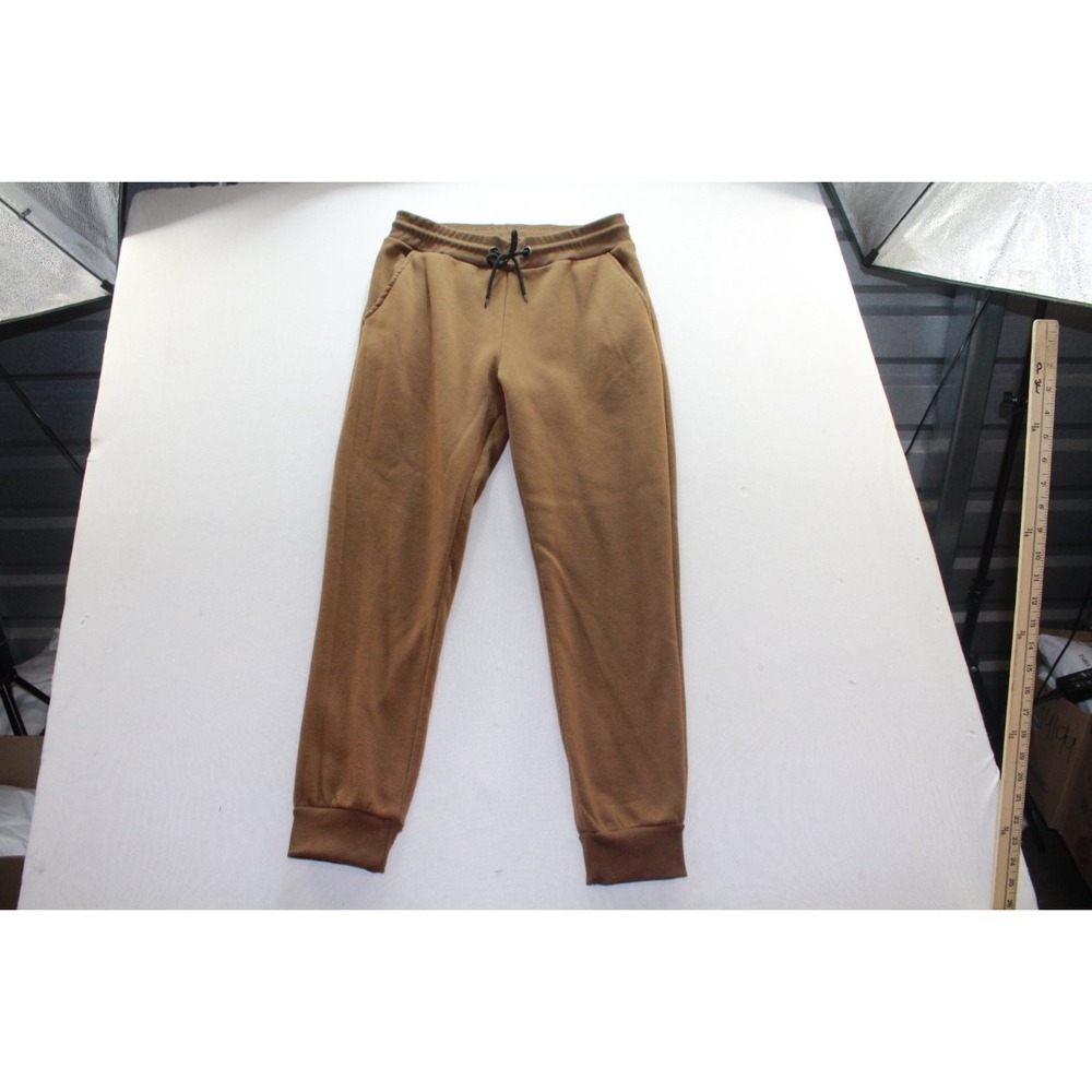 Encyx Pants Mens Medium Brown Tapered Leg Polyester Elastic Waist Drawstring